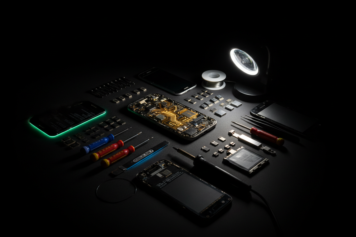 FONDO NEGRO ELECTRONICA TALLER DE MOVILES